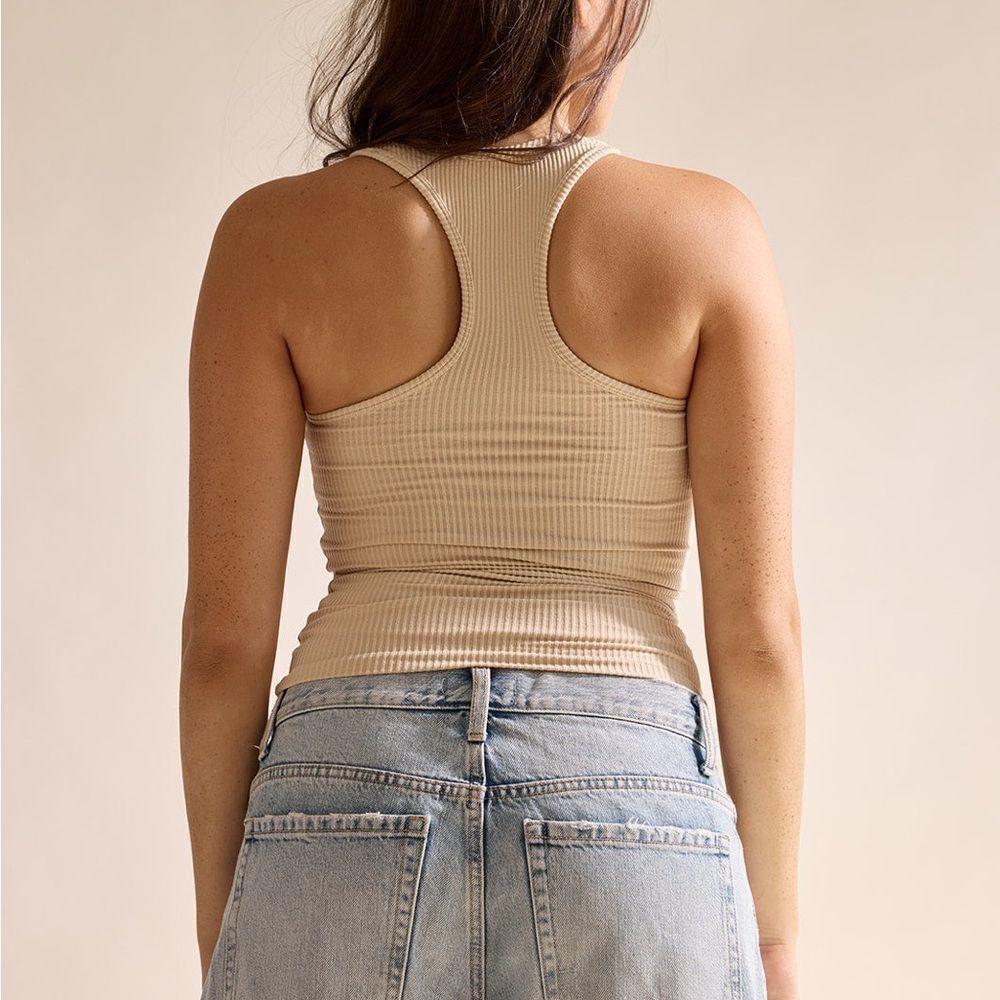 Mono B Ribbed Tank Top Cream Ribbed medium - Picture 2 of 8